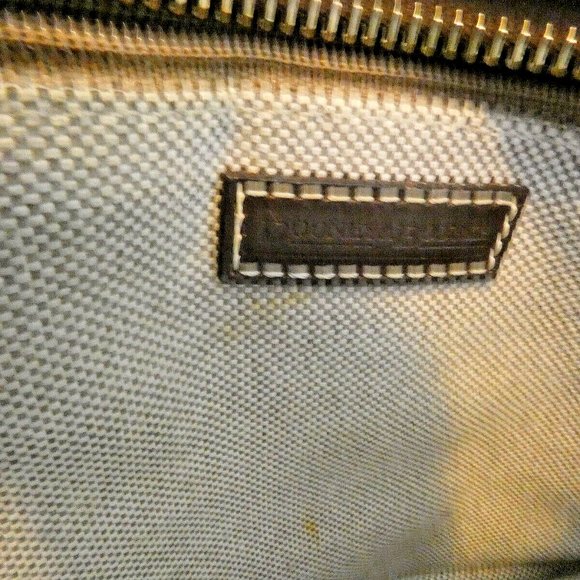 Dooney & Bourke Satchel Blue Denim DB Saddlebag Logo Handbag Leather Trim Purse - Picture 8 of 16